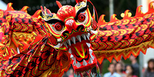 Dragon dance during Chinese New Year festival