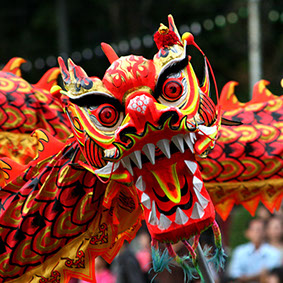Dragon dance during Chinese New Year festival