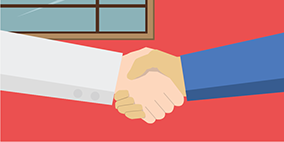 Handshake after getting a deal with a supplier